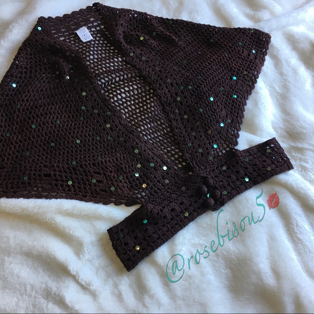 ✨HP! Sequined Boho Gypsy Summer Shawl Wrap-Shrug - Picture 3 of 8